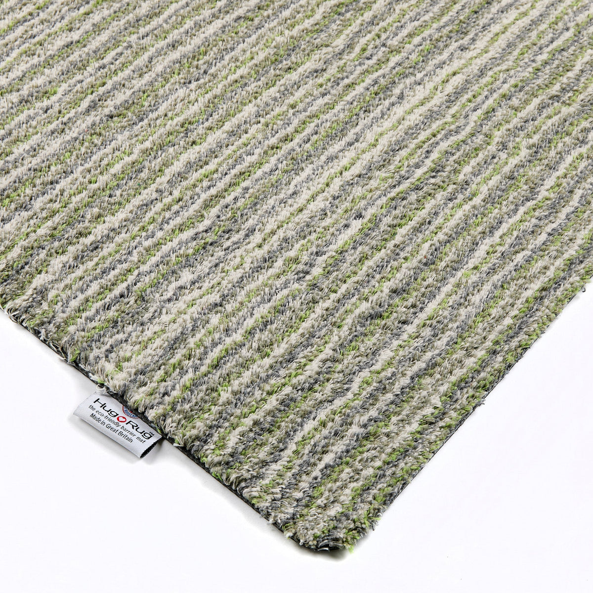 Close-up of Hug Rug green striped texture

