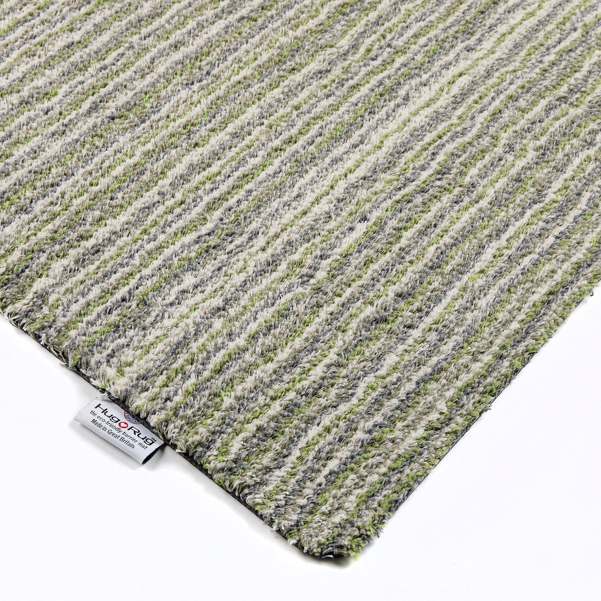 Close-up of Hug Rug green striped texture

