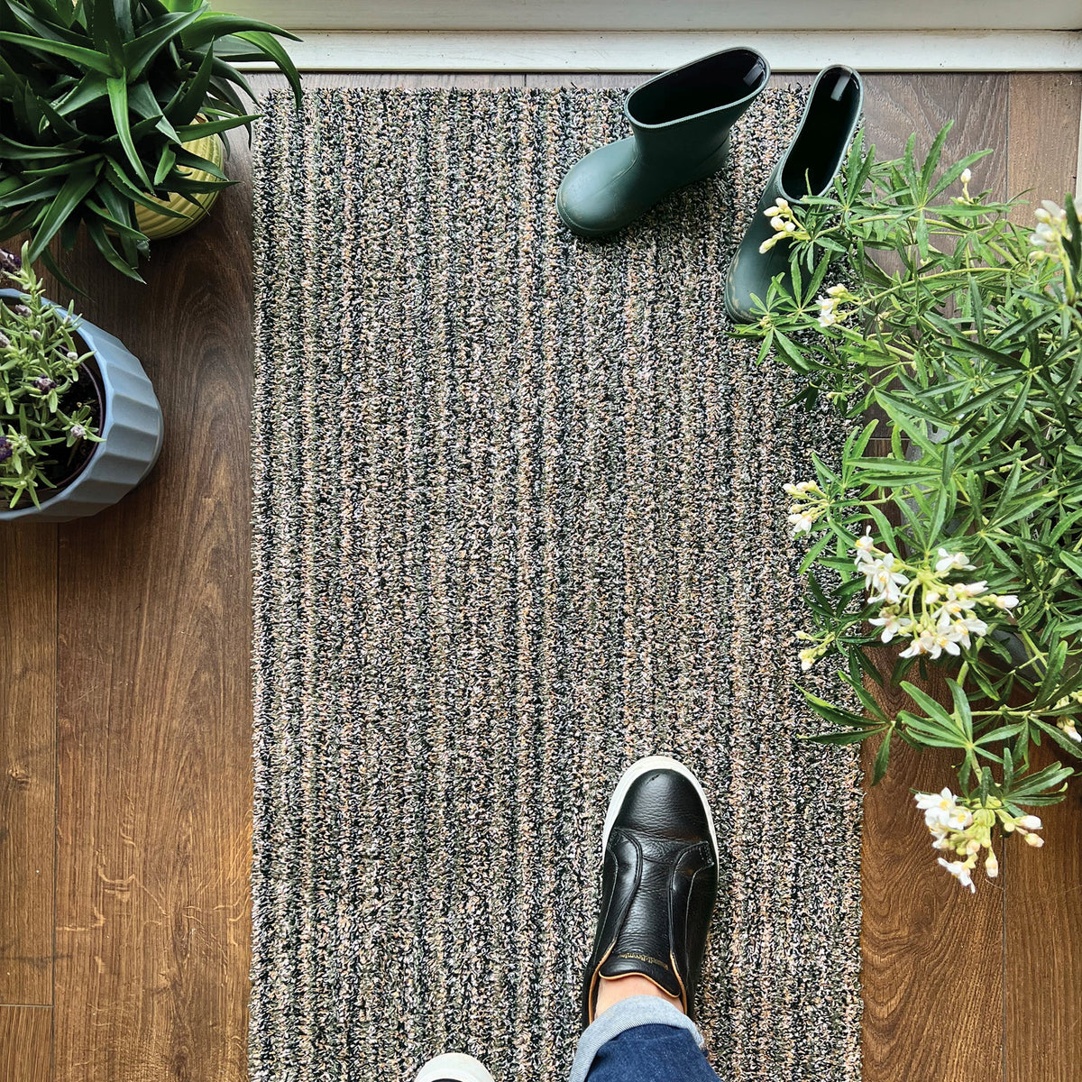 UK-made Hug Rug with sage green design

