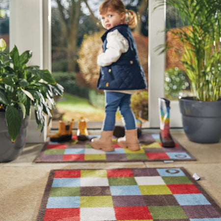 Modern Check 10 doormat multicoloured square design