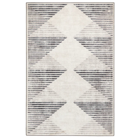 Chevron Charcoal Eco Washable Rug with striped pattern