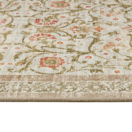 Close-up of a floral patterned rug with intricate designs.