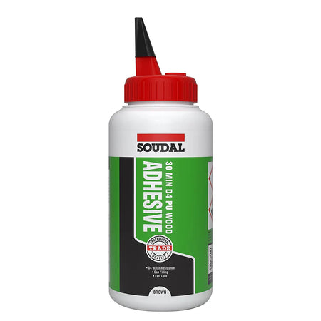 Applying Soudal PU Wood Adhesive – Ideal for outdoor furniture, window frames, doors, and high-moisture areas with strong waterproof bonding