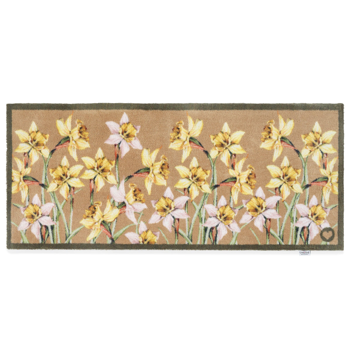 Hug Rug runner mat Daffodil Blooms with bright yellow flowers

