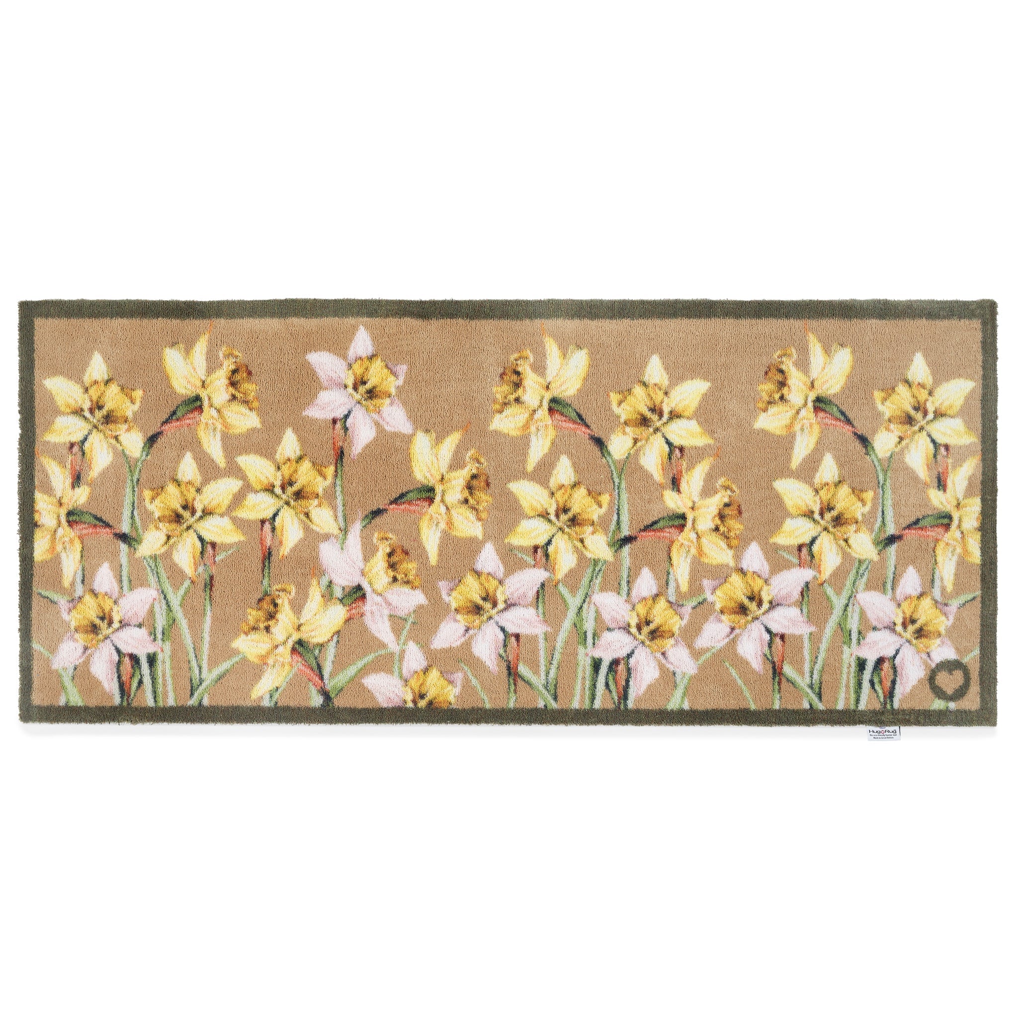 Hug Rug runner mat Daffodil Blooms with bright yellow flowers


