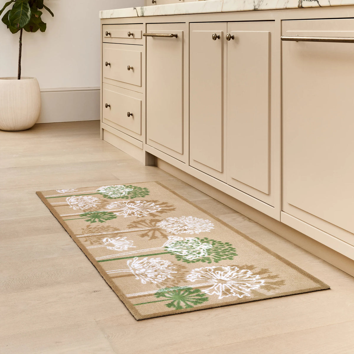 UK-made Hug Rug Dandelions on wood flooring

