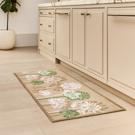 UK-made Hug Rug Dandelions on wood flooring


