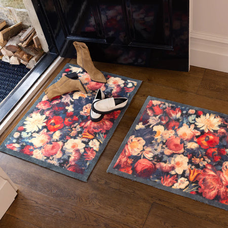 Hug Rug Dark Florals drying naturally after washing

