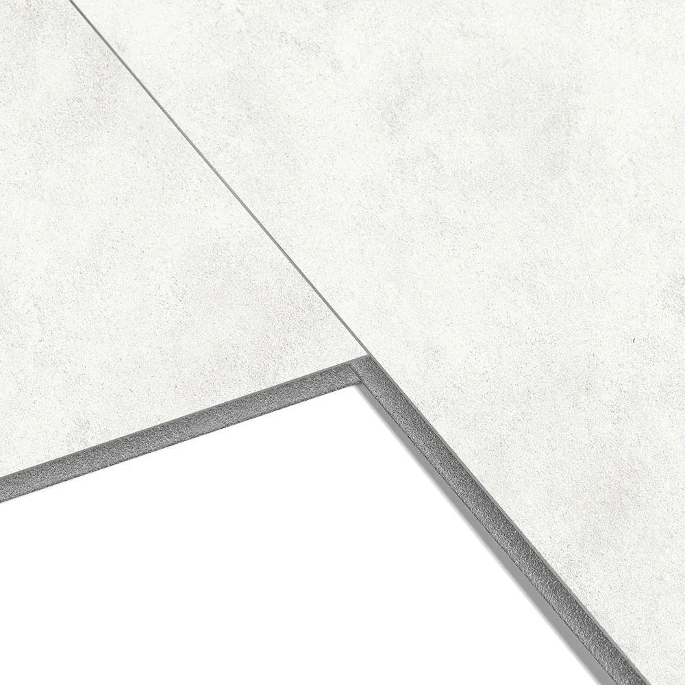 Dumawall+ Cloudy White panels installed in a bathroom – Grout-free, waterproof white stone-effect cladding