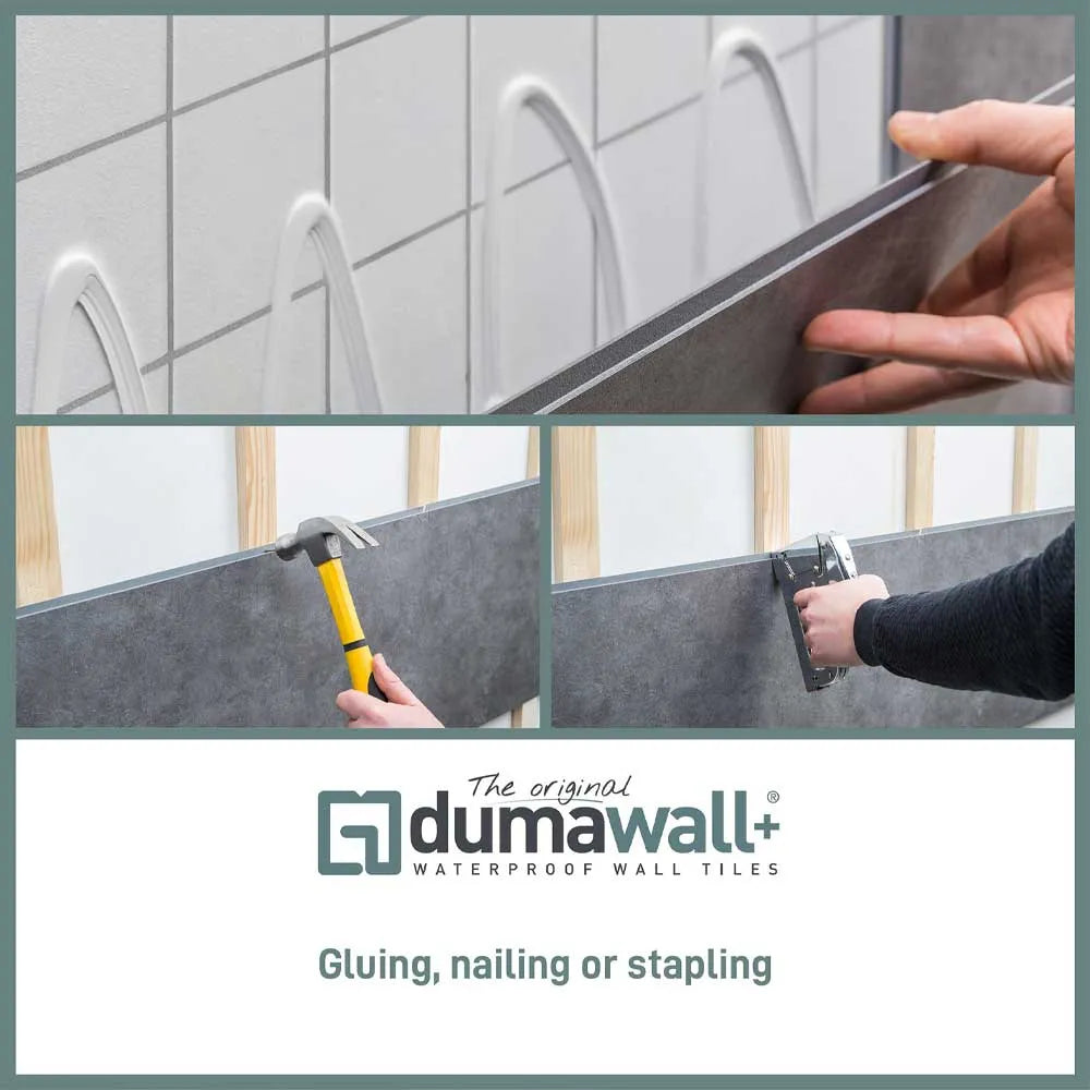 Quickly and conveniently, without drying time and without grouting.
This can be done directly on old tiles using glue, nails and staples