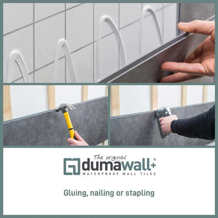 Quickly and conveniently, without drying time and without grouting.
This can be done directly on old tiles using glue, nails and staples