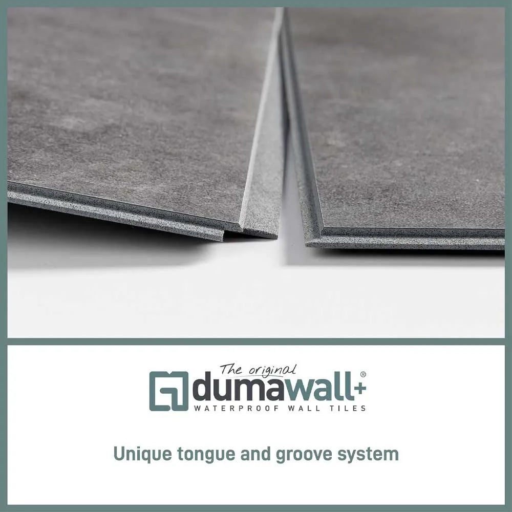 Dumawall+ is waterproof tongue-and-groove wall cladding. The wall tiles are made from completely solid, UV-resistant panels
