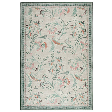 Hug Rug English Floral rug in green and pink vintage style

