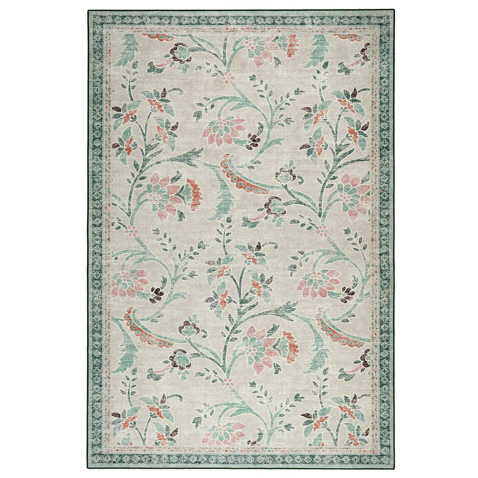 Hug Rug English Floral rug in green and pink vintage style

