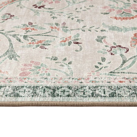 Floral patterned rug with a white background