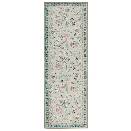 Hug Rug English Floral runner in green and pink vintage style
