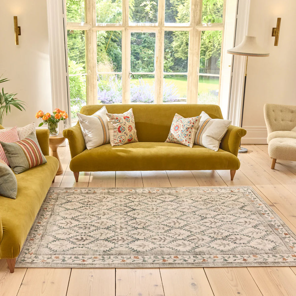Folk-style Hug Rug with soft vintage tones
