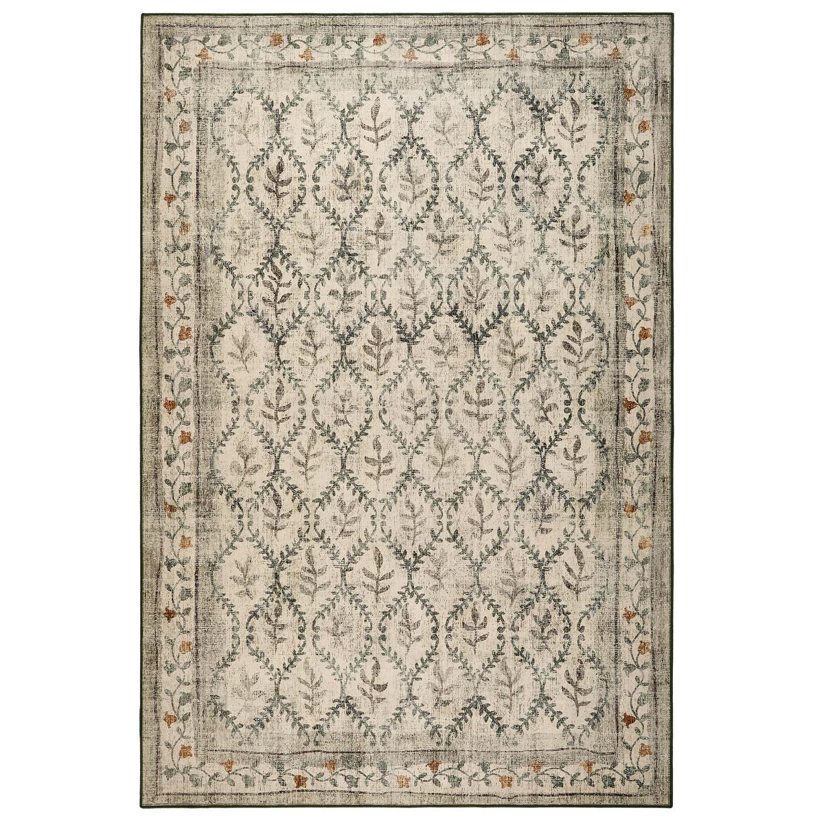 Hug Rug English Garden washable rug with floral trellis

