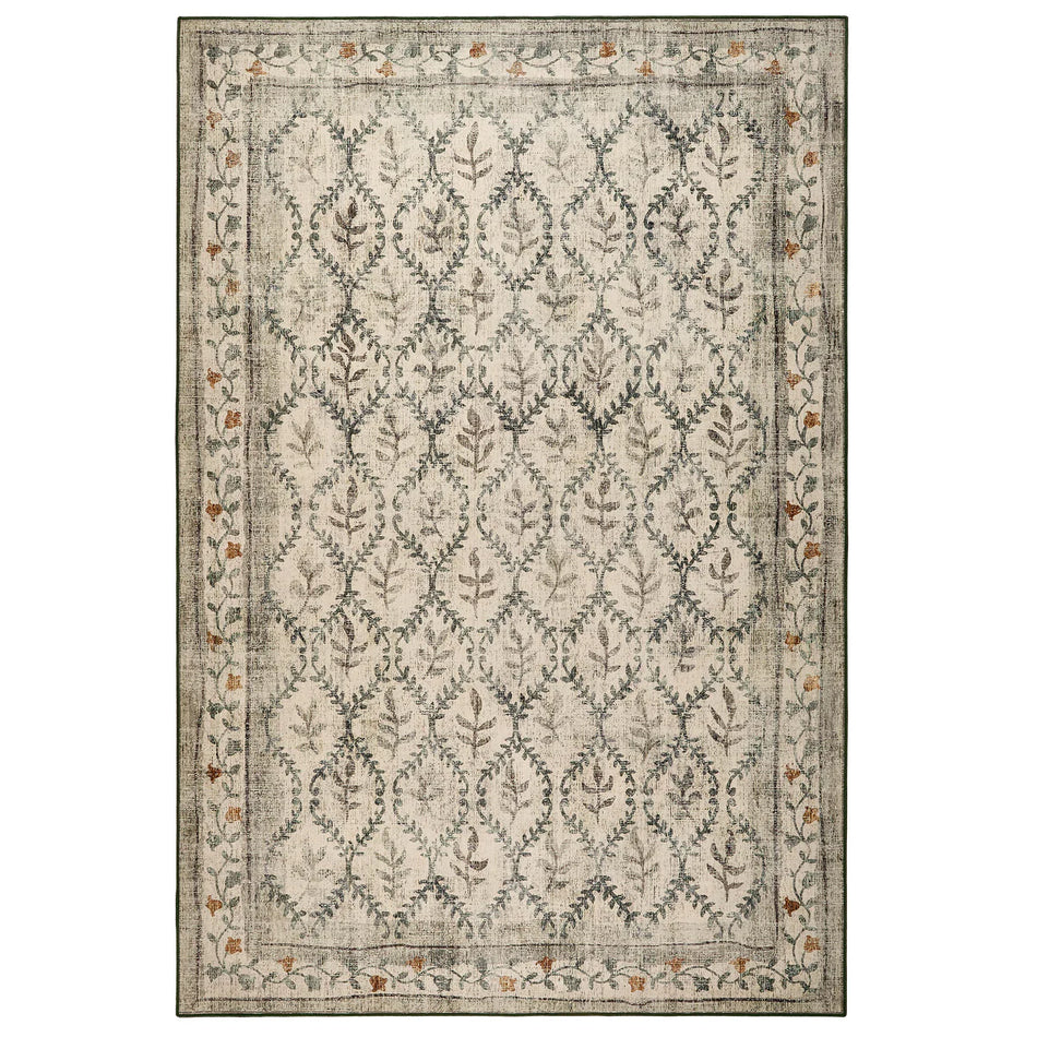 Hug Rug English Garden washable rug with floral trellis

