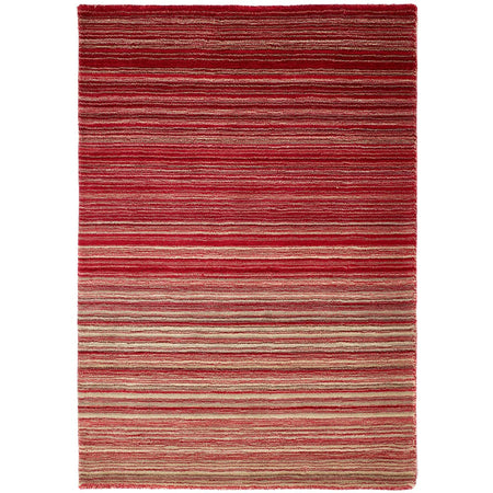 Origins Red and beige striped rug on a white background