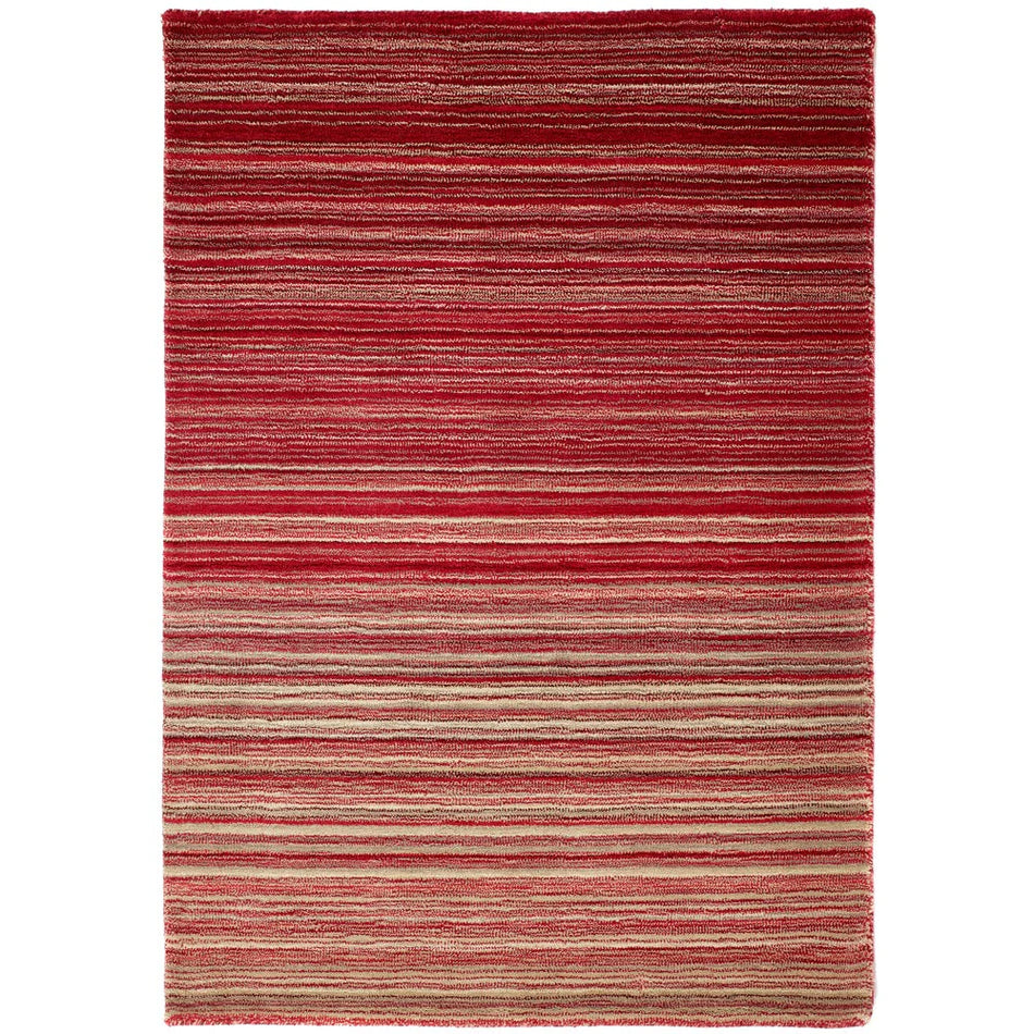 Origins Red and beige striped rug on a white background