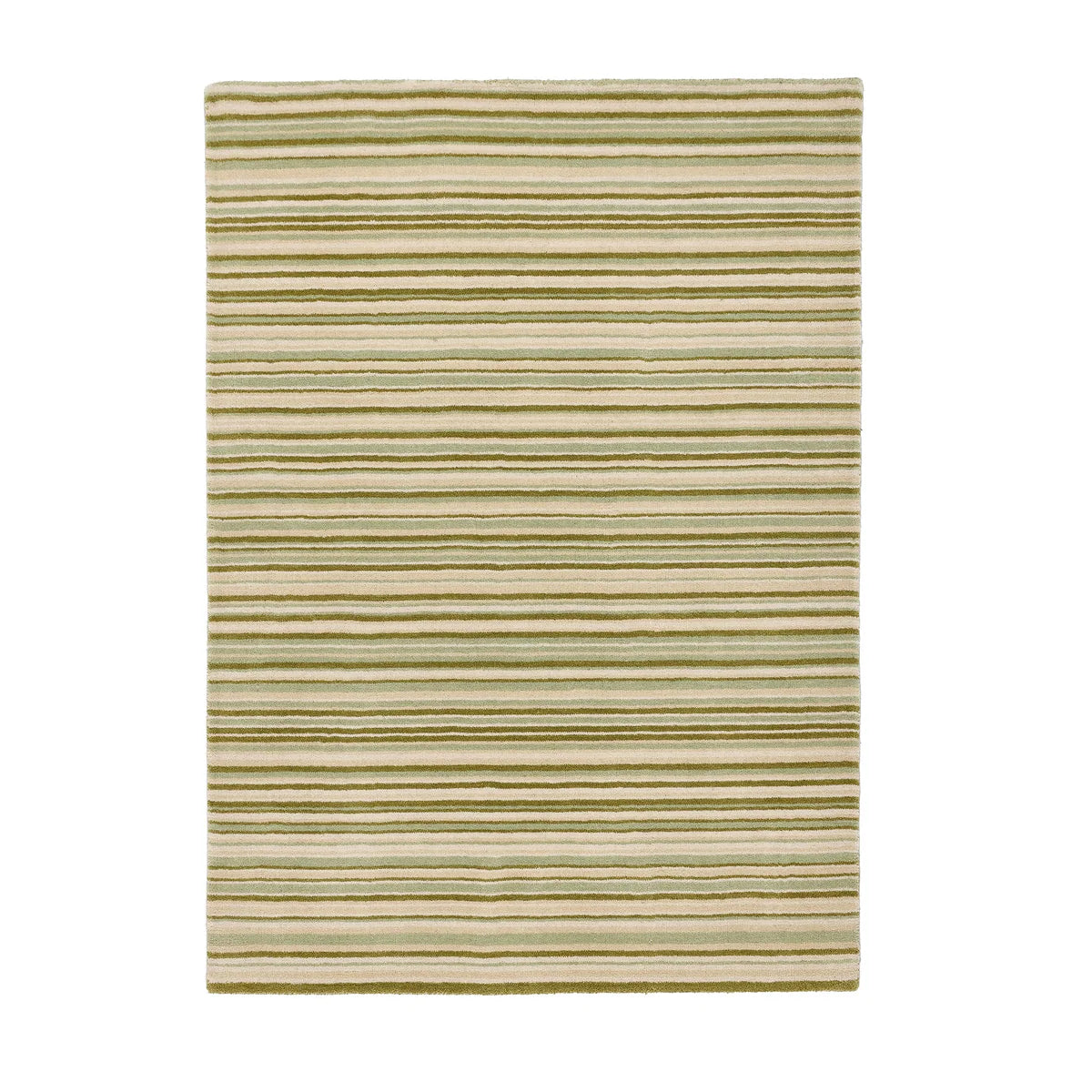 origins Fine Stripes Green wool rug – front view
