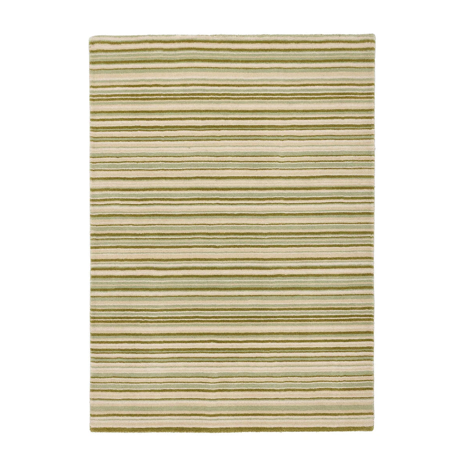 origins Fine Stripes Green wool rug – front view