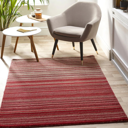 origins Fine Stripes red rug in living room