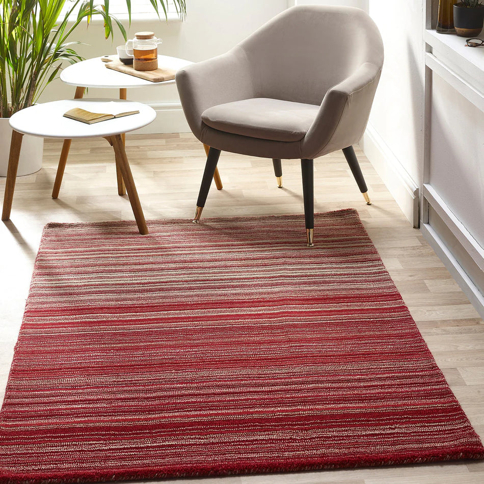 origins Fine Stripes red rug in living room