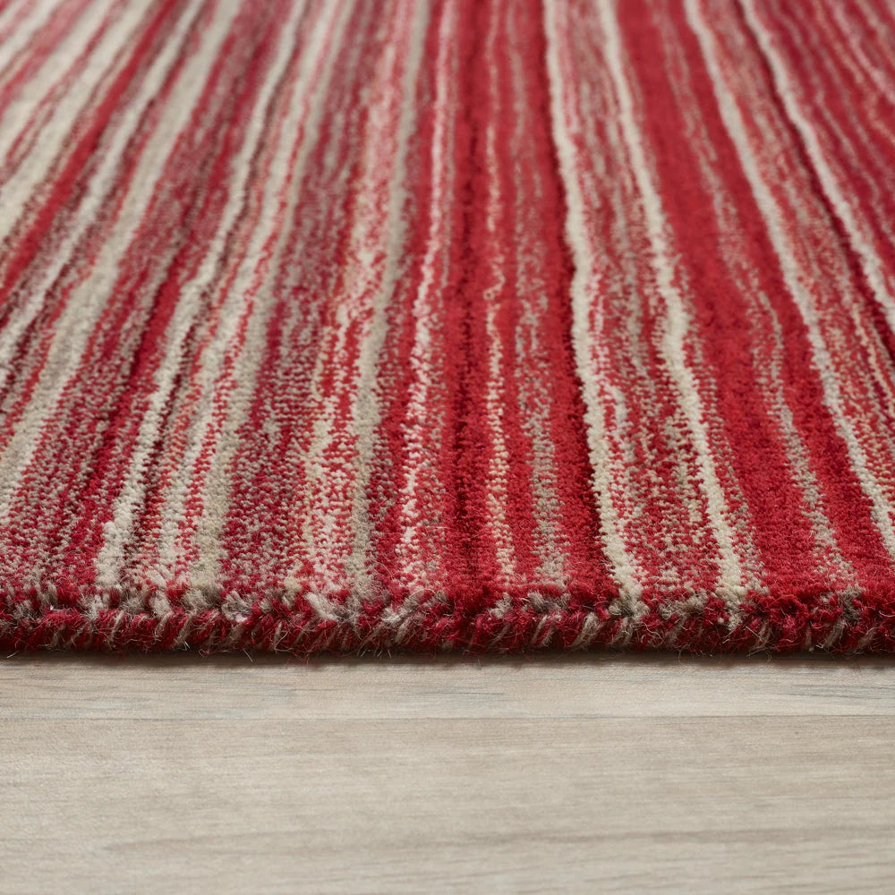 Close-up texture of red wool rug by origins