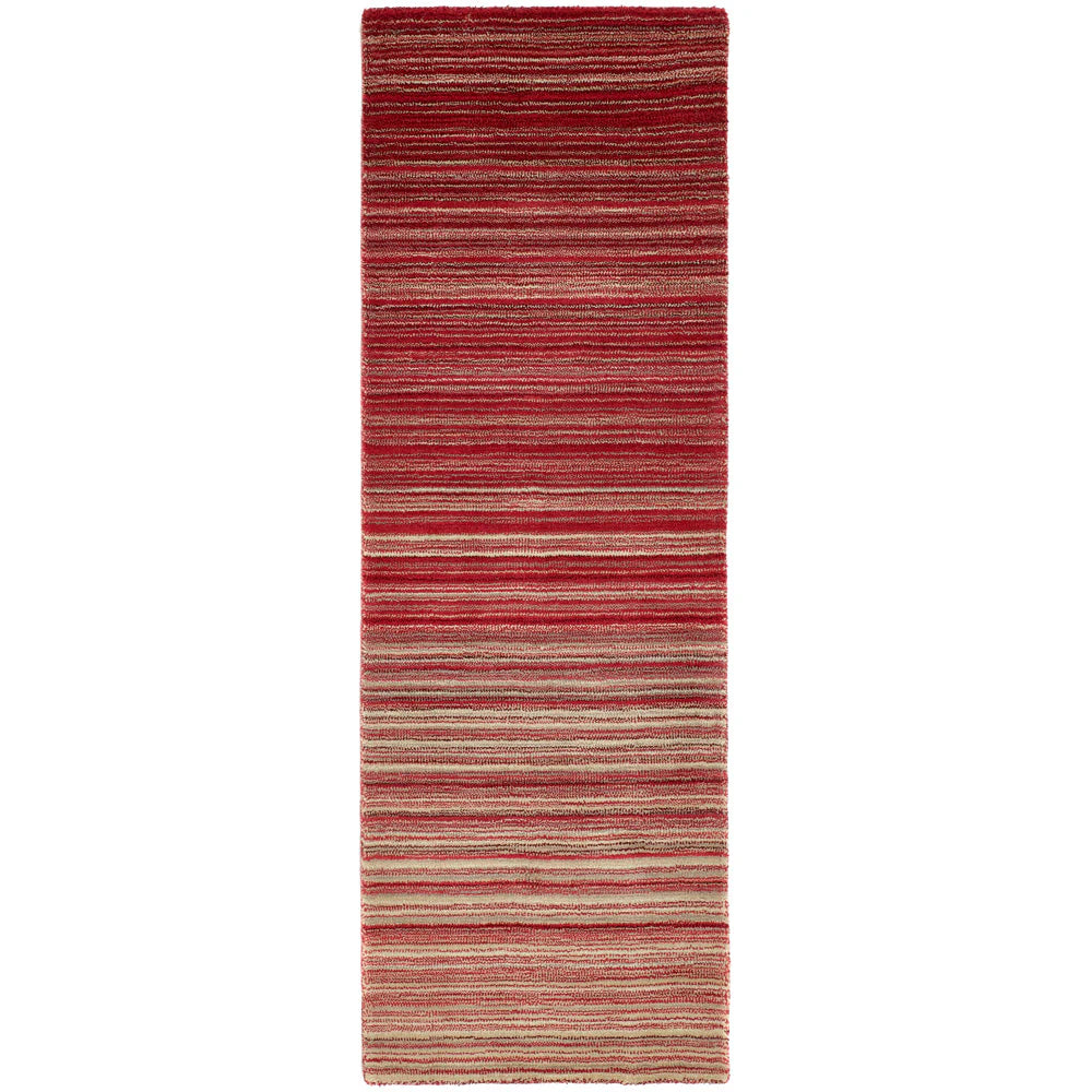 Origins Striped red and beige runner on a white background