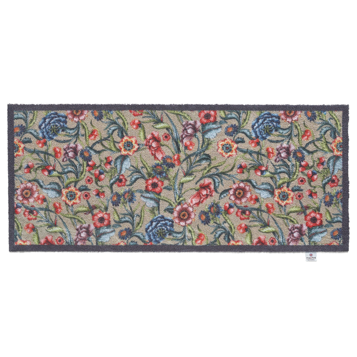 Non-slip recycled rubber backed floral entrance mat


