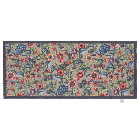 Non-slip recycled rubber backed floral entrance mat

