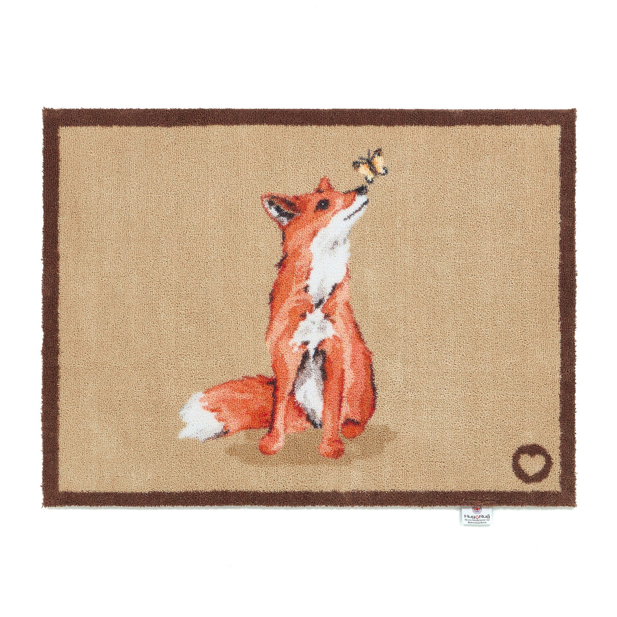 Hug Rug Ginger Fox Doormat with fox and butterfly design

