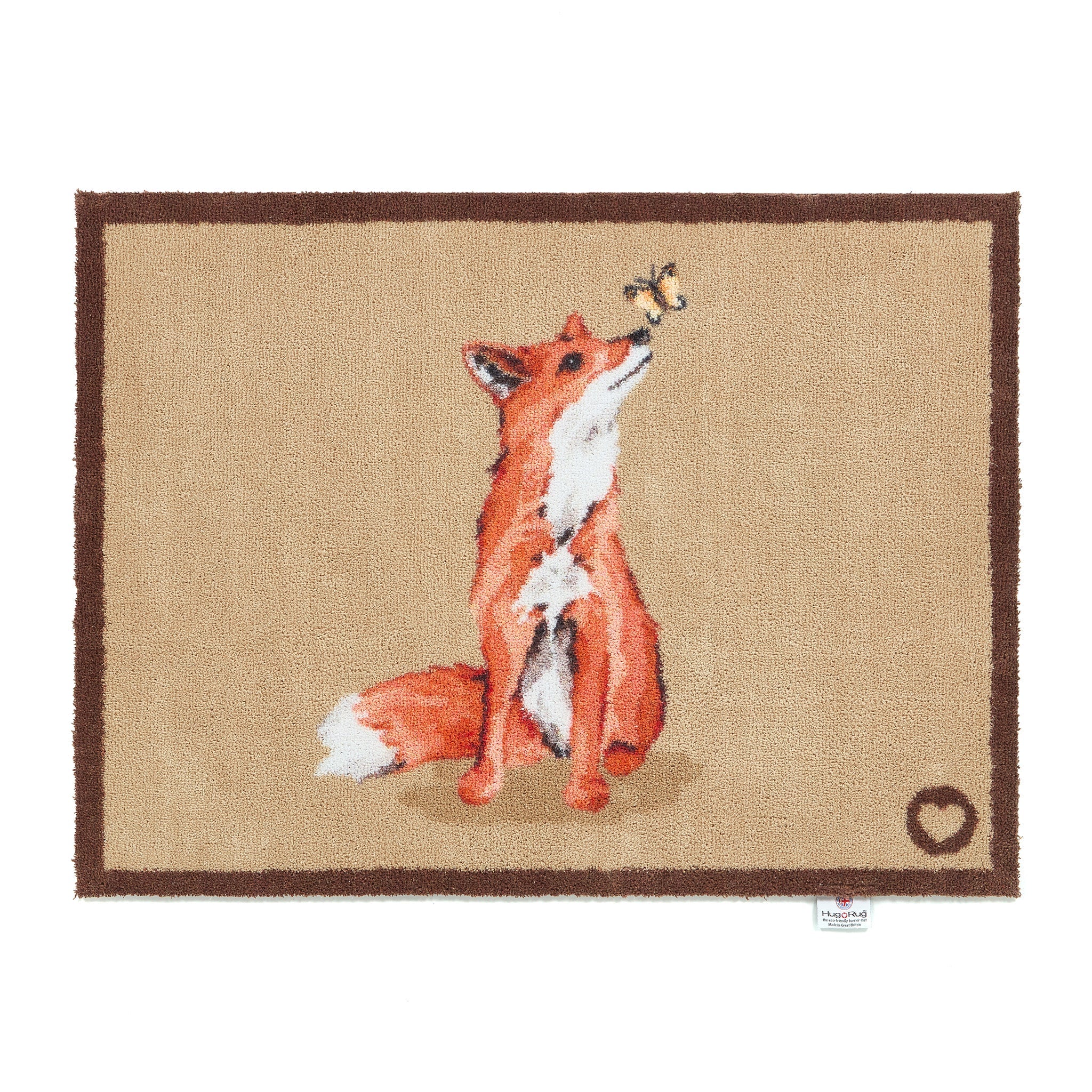 Hug Rug Ginger Fox Doormat with fox and butterfly design


