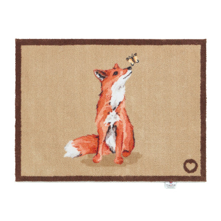 Hug Rug Ginger Fox Doormat with fox and butterfly design

