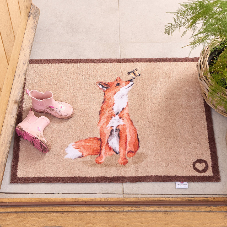 Eco-friendly washable fox-themed doormat

