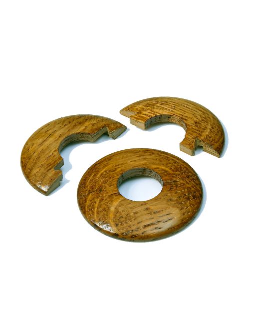Golden oak pipe collars covers