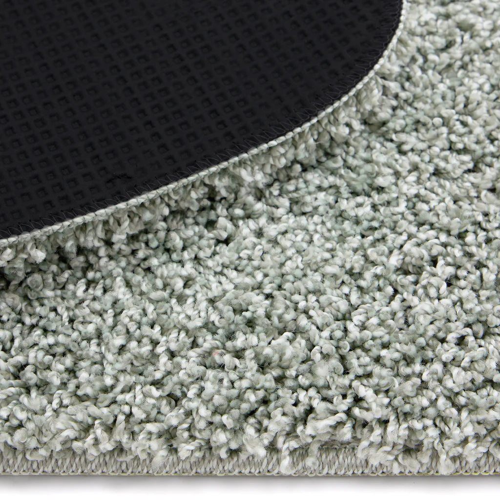 Soft 10 mm pile My Rug Green Fleck with non-slip rubber backing