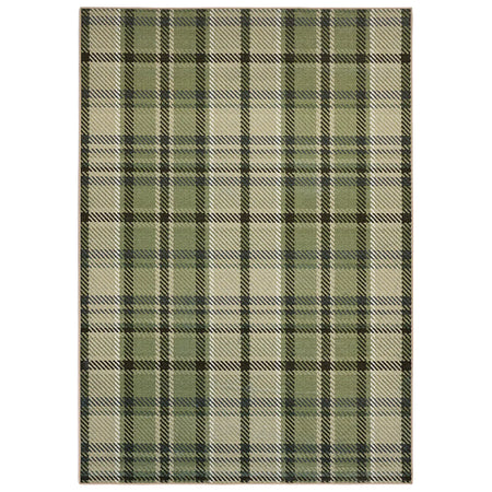Hug Rug Isla Plaid Green Eco Washable Rug full view
