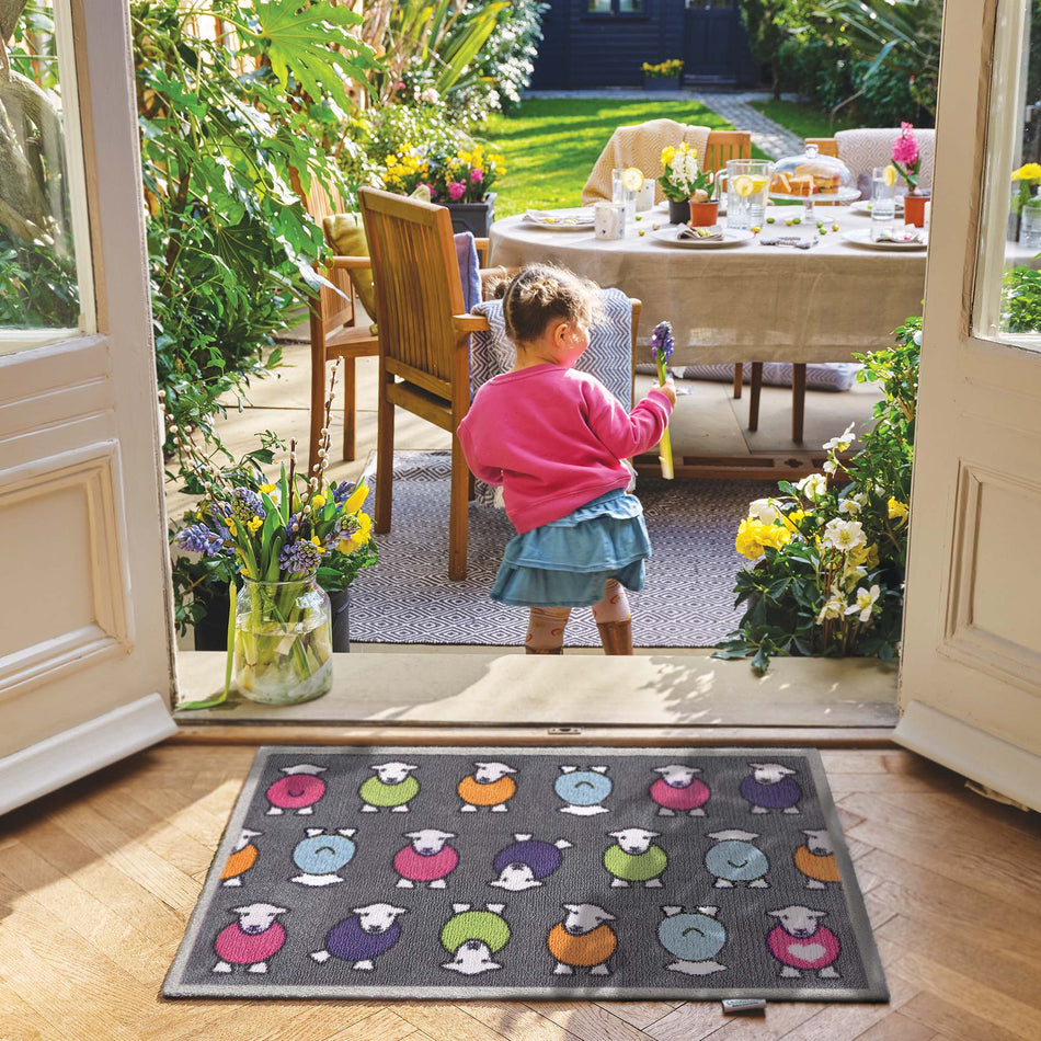 Grey Eco-Friendly Sheep Rug with Light Grey Border