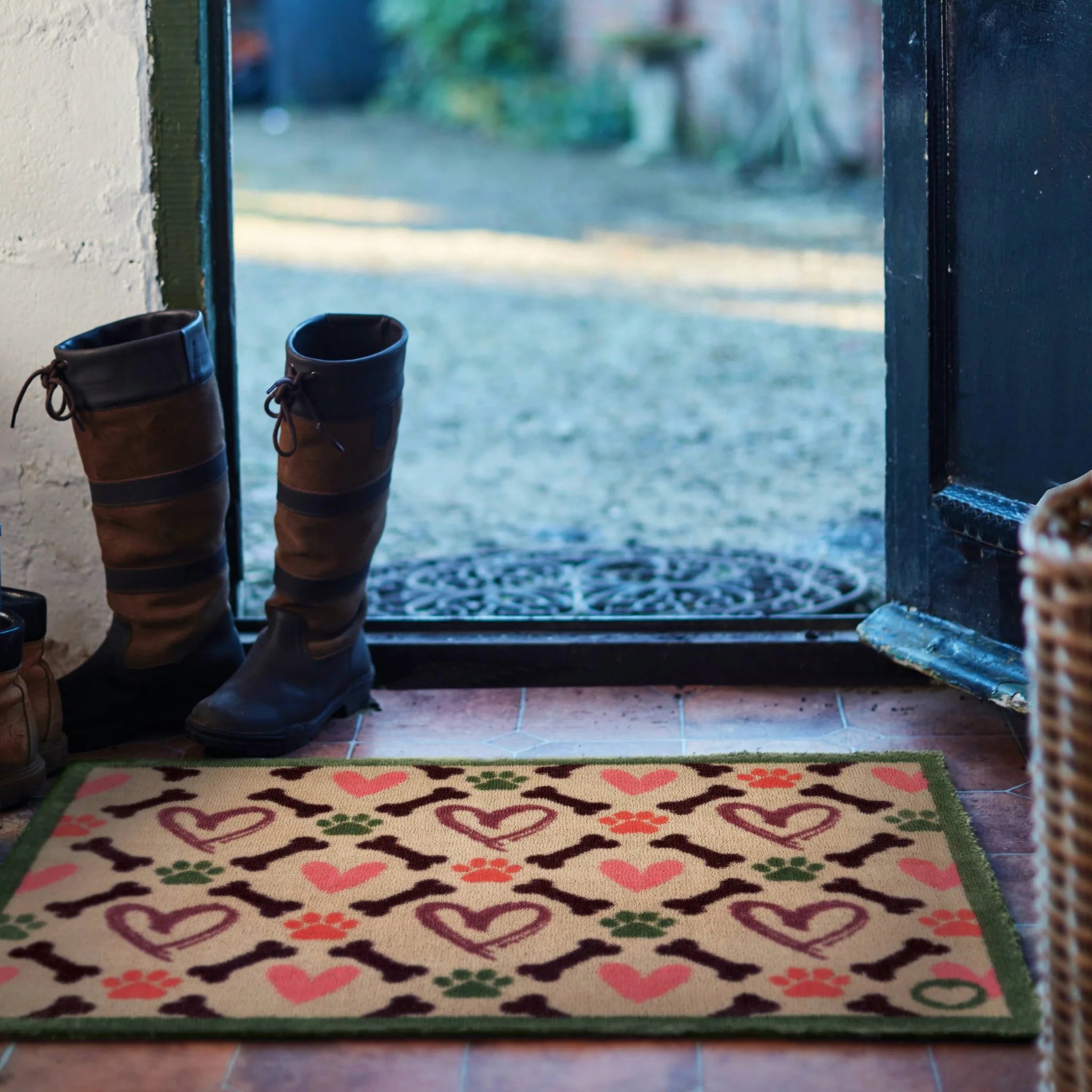 Washable Hug Rug runner with playful pet-themed design


