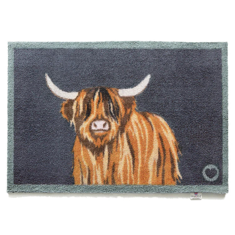 Hug Rug Animal Highland 1 Indoor Barrier Mat – Highland Cow Design Eco-Friendly Washable Mat