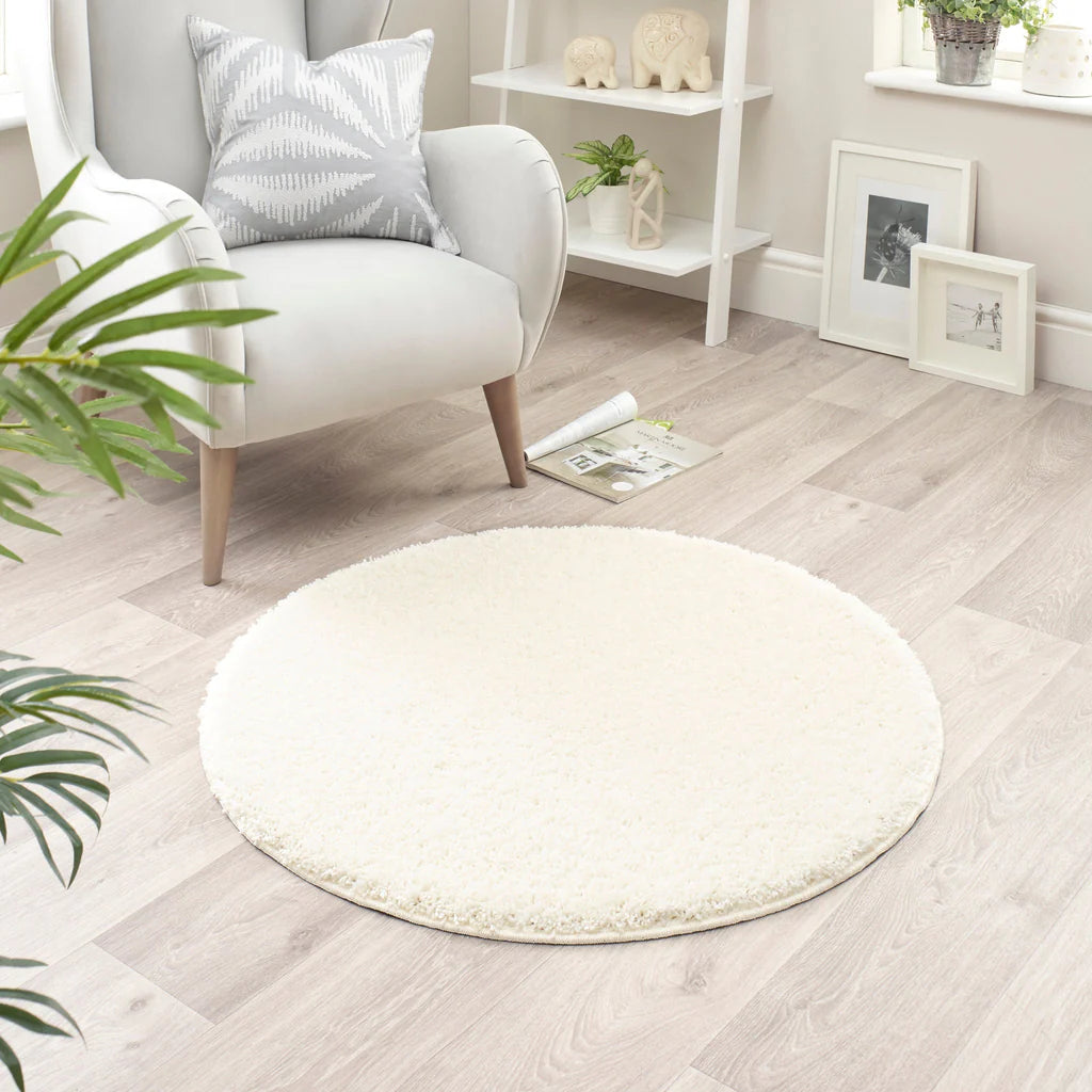 My Rug Ivory – family-friendly round rug with quick-dry design