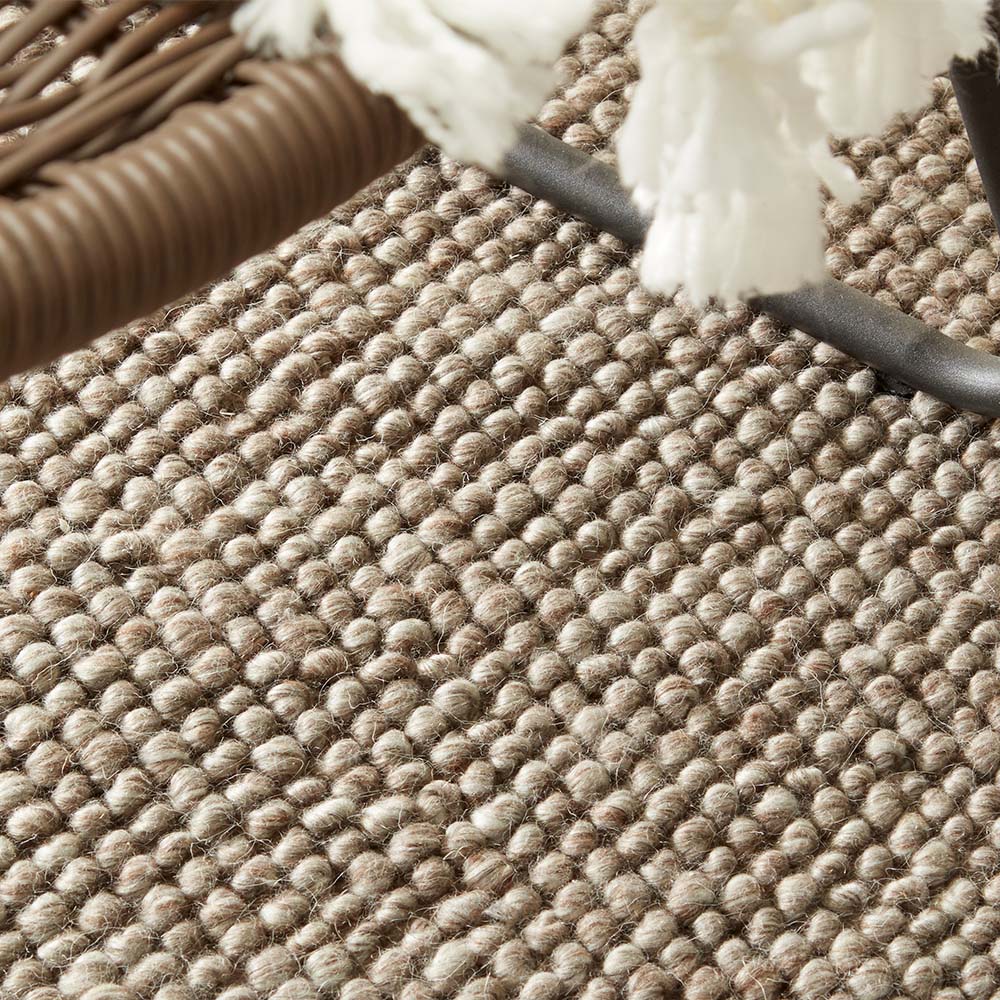 Close-up of La Playa Rustic hand woven wool texture