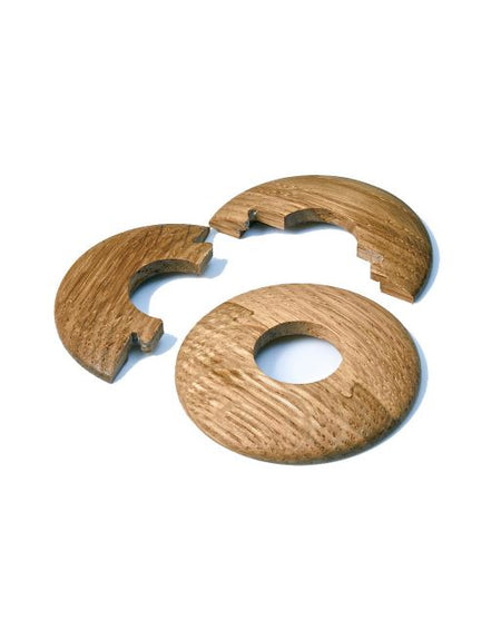 Lacquered solid oak pipe collars cover
