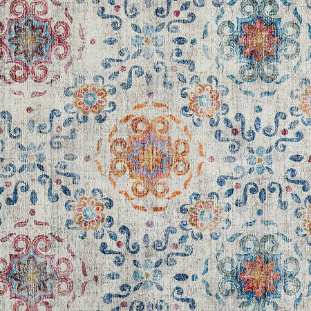 Close-up of distressed damask design