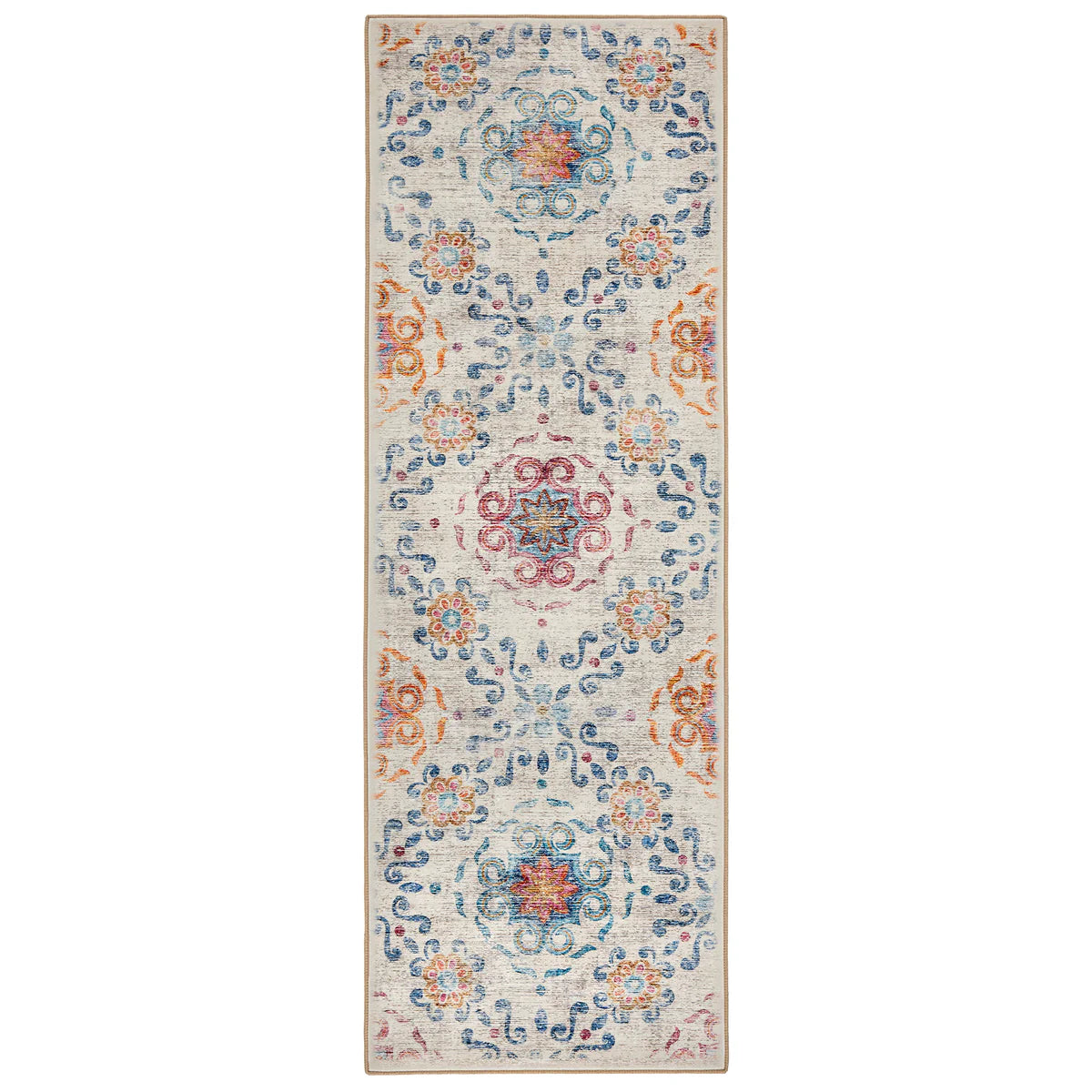 Hug Rug Modern Damask Eco Washable Rug runner full view

