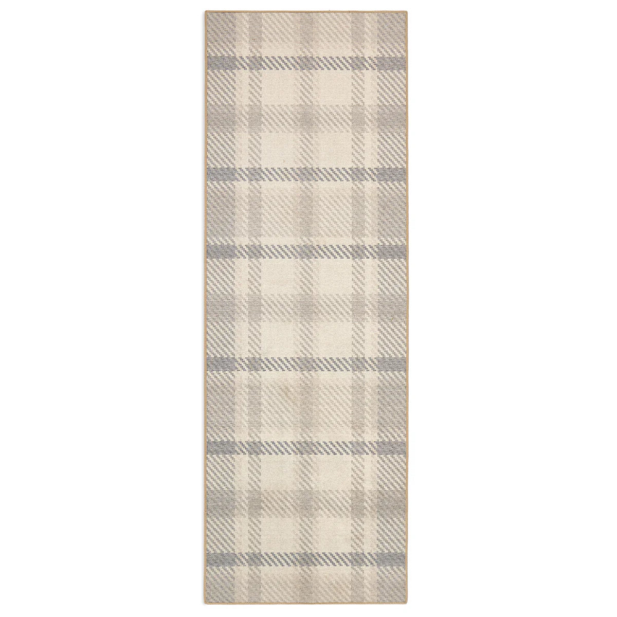 Hug Rug Isla Neutral Plaid with classic grey check runner rug


