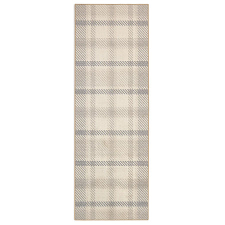 Hug Rug Isla Neutral Plaid with classic grey check runner rug

